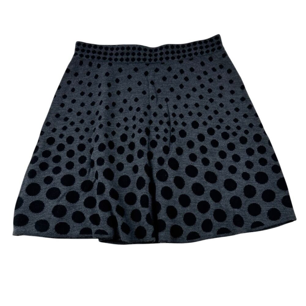 Krimson Klover Polka Dot Knit Skirt Womens S Merino Wool Silk Blend Grey NWT